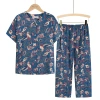 Summer set for middle-aged and elderly women, two-piece printed short-sleeved T-shirt for mothers, and casual top for grandmothers aged 40 to 60 Item Picture